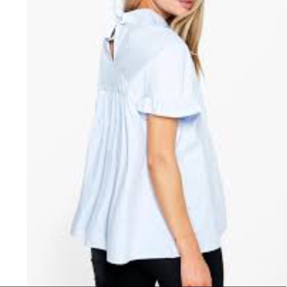 Boohoo.com Baby Doll Top Light Blue- SEE ALL PICS